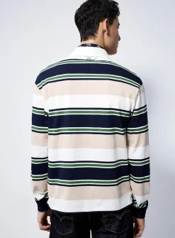 Multi-stripe rugby polo