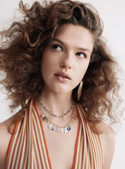 Mystical charm and bead double-strand necklace