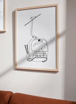 Naked couple in gondola lift art print