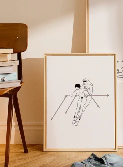 Naked skiers art print