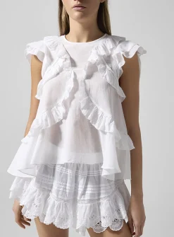 Nalou ruffled cotton voile top