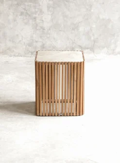 Natural essences openwork square side table