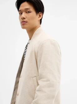 Natural heathered weft bomber jacket