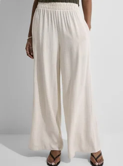 Natural linen wide-leg pant