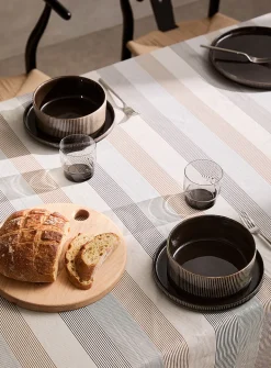 Natural stripes vinyl tablecloth