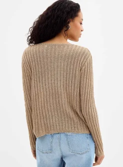 Natural texture fine-knit sweater
