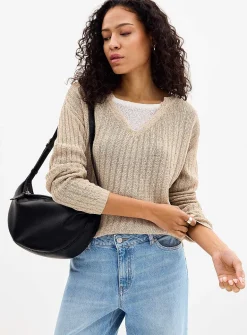 Natural texture overlaid effect sweater