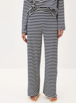 Nautical stripes wide-leg knit pant