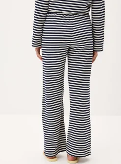 Nautical stripes wide-leg knit pant
