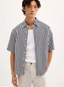 Nautical-stripe knit shirt