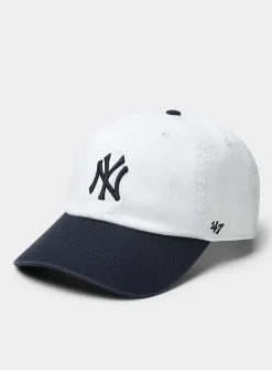 Navy and white embroidered Yankees baseball cap
