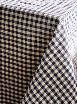 Navy blue gingham tablecloth