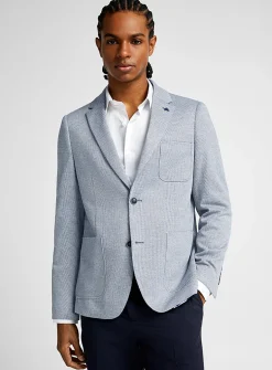 Navy houndstooth knit jacket