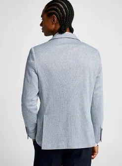 Navy houndstooth knit jacket