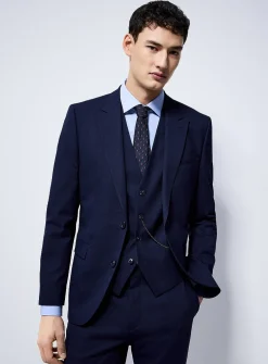Navy 3-piece piqué suit