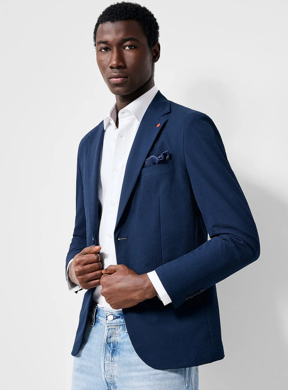 Navy seersucker jacket