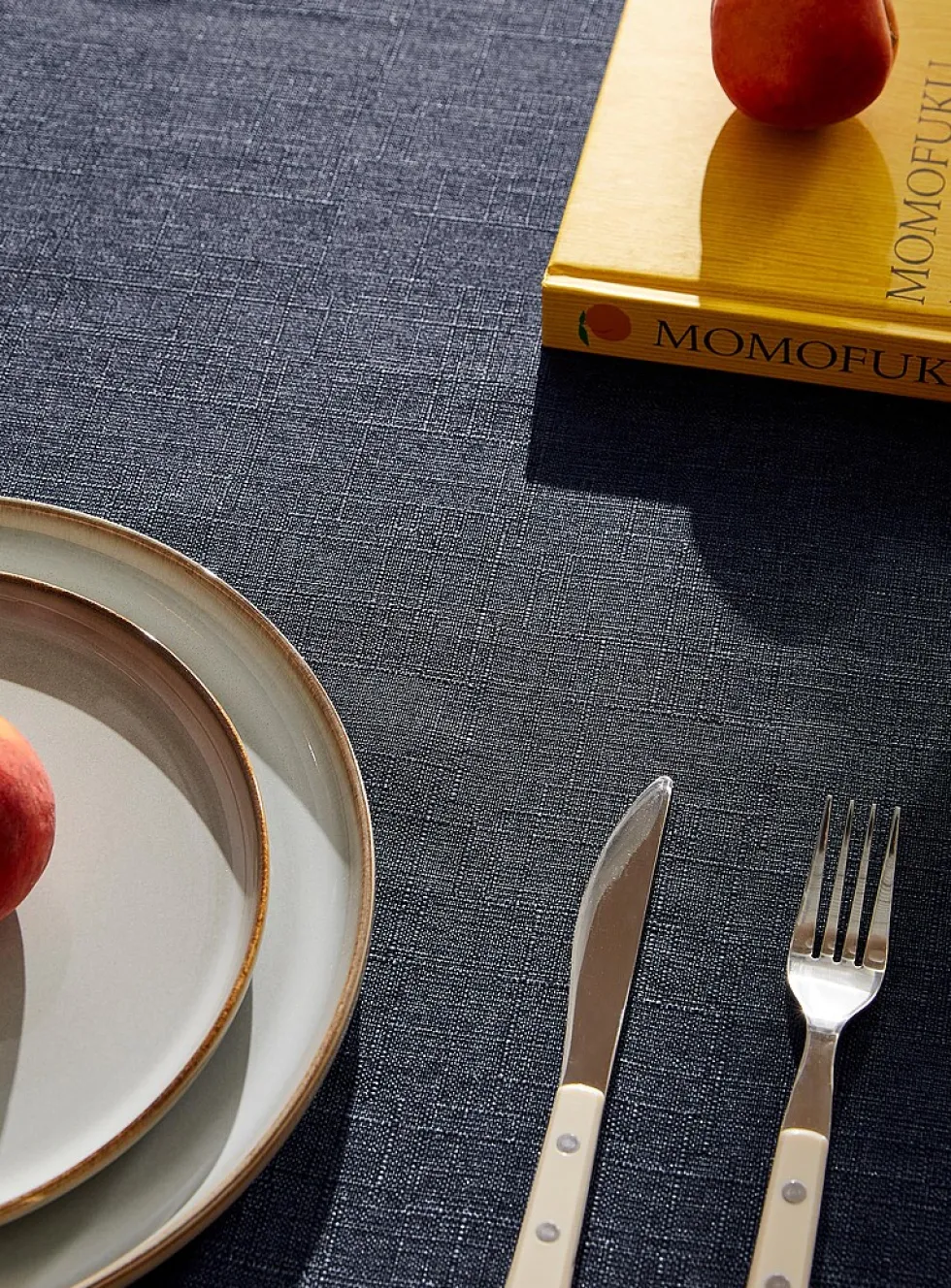 Navy textured tablecloth
