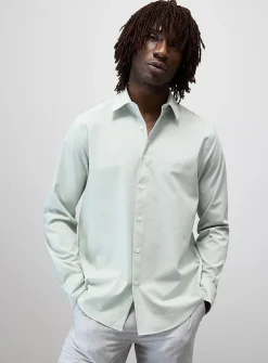 Needle-stripe seersucker shirt
