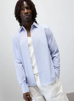 Needle-stripe seersucker shirt