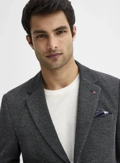 Neutral bird's eye knit jacket