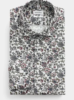 Neutral flower wrinkle-free shirt