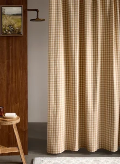 Neutral gingham shower curtain