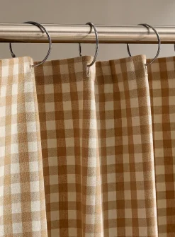 Neutral gingham shower curtain