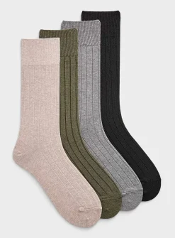 Neutral ribbed dress socks