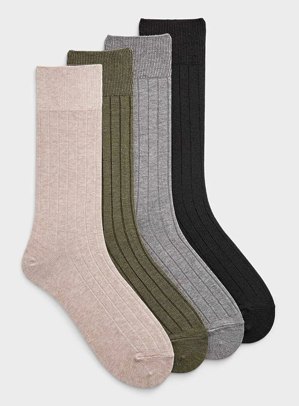 Neutral ribbed dress socks