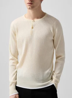 Nile rib-knit Henley sweater