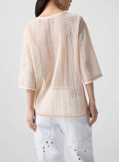 Nisrine embroidered crocheted mesh loose T-shirt