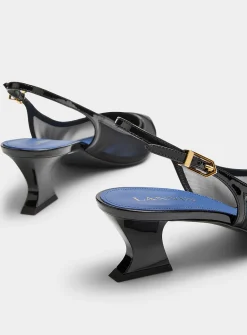 Nocturne mesh and polished leather pumps