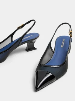 Nocturne mesh and polished leather pumps