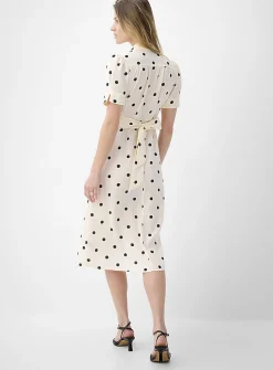 Notch collar belted midi dress