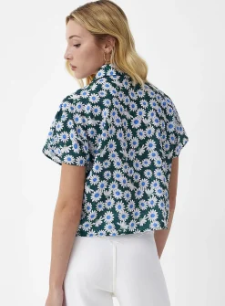 Notched collar boxy-fit blouse