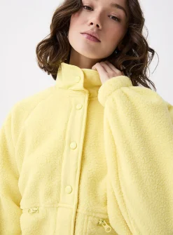 Nylon details fleece jacket