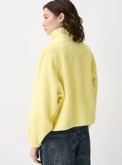 Nylon details fleece jacket