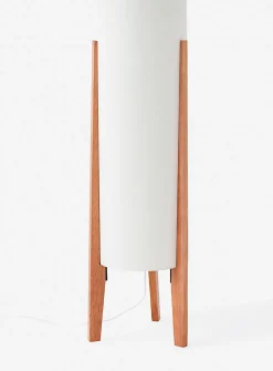 Oak base tubular lamp