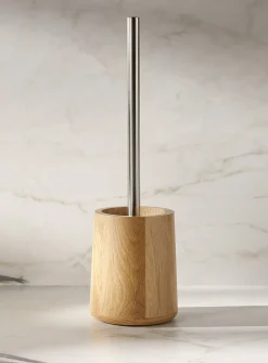 Oak wood toilet brush