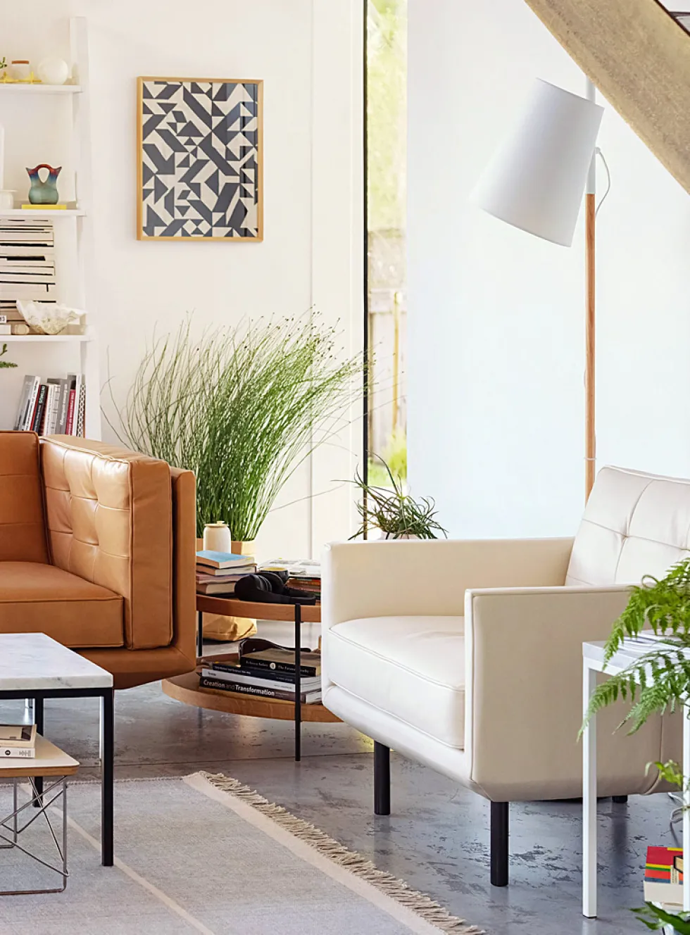 Oak-insert floor lamp