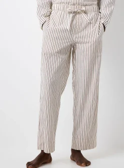 Oatmeal and chocolate striped poplin pyjama pant