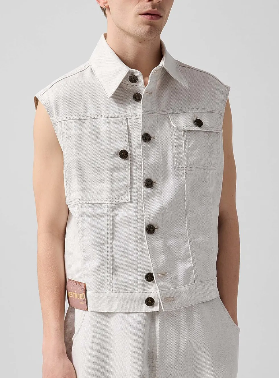 Oatmeal twill workwear vest
