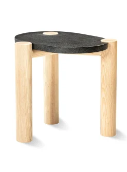 Oblong black granite geo side table