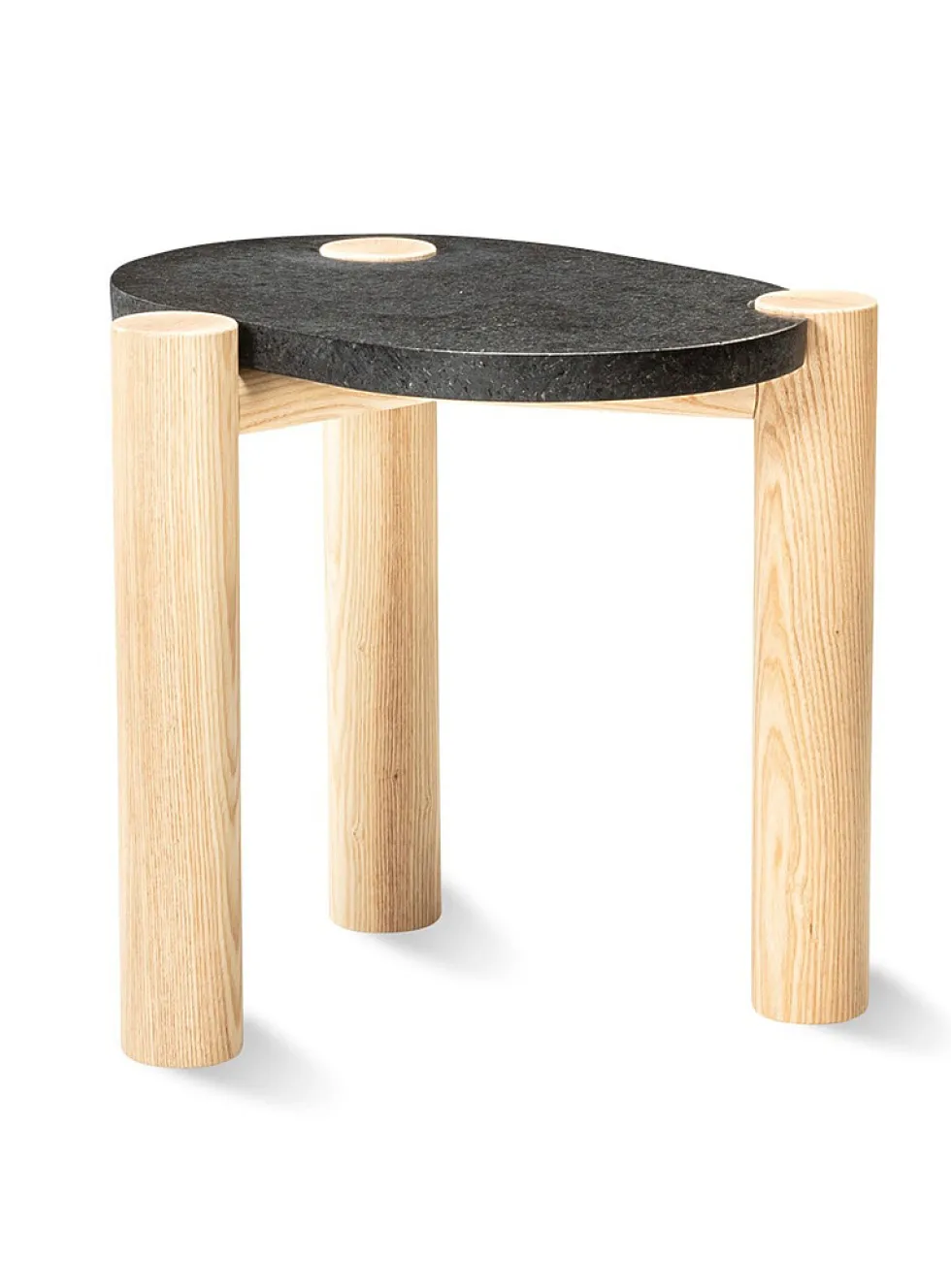 Oblong black granite geo side table