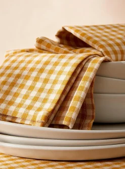Ochre gingham napkins