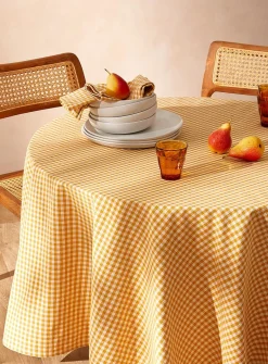 Ochre gingham tablecloth