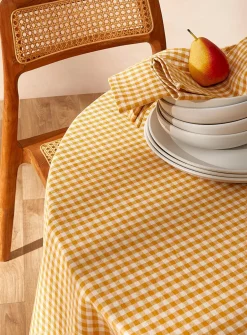 Ochre gingham tablecloth