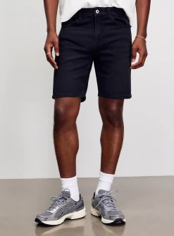 Ochre topstitch indigo jean Bermudas