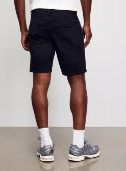 Ochre topstitch indigo jean Bermudas