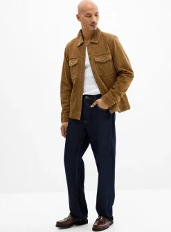 Ochre-topstitching indigo jean